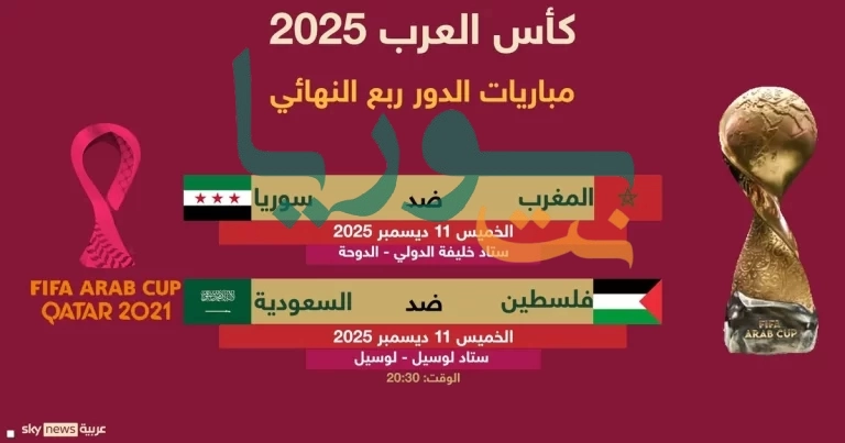 كأس العرب 2025: ربع نهائي ناري.. سوريا وفلسطين تكتبان التاريخ في قطر كأس العرب 2025