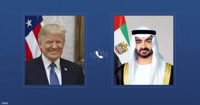 الشيخ محمد بن زايد يتلقى اتصالا هاتفيا من ترامب