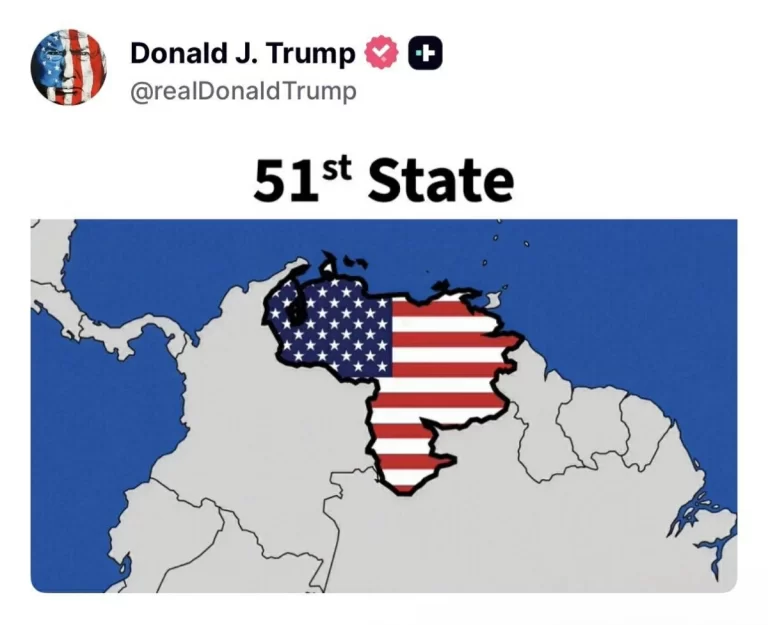 ترامب ينشر صورة لخارطة فنزويلا بالعلم الأمريكي وتحت عنوان «الولاية 51»
