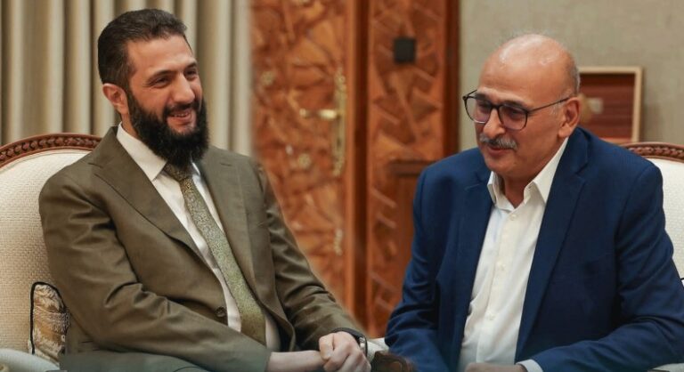 الرئيس أحمد الشرع يلتقي الفنان جمال سليمان في قصر الشعب بدمشق الرئيس أحمد الشرع يلتقي الفنان جمال سليمان في قصر الشعب بدمشق