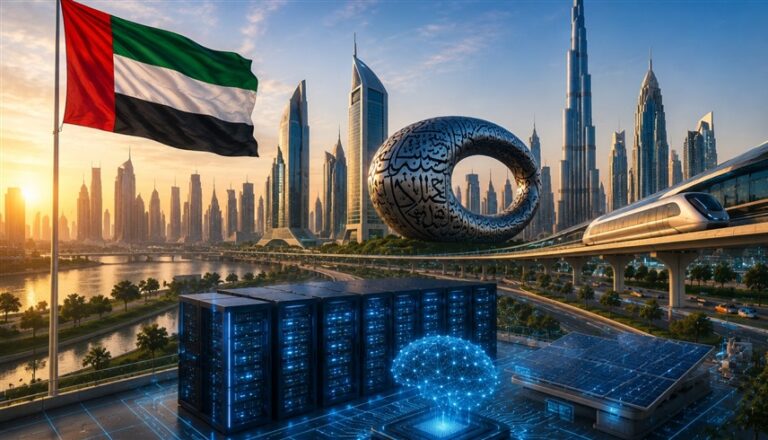 الإمارات تتصدر ثورة البنية التحتية للذكاء الاصطناعي وتأثيرها الإقليمي صورة مولدة بالذكاء الاصطناعي