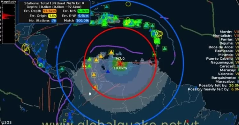 زلزال يهز فنزويلا وتشعر به كولومبيا