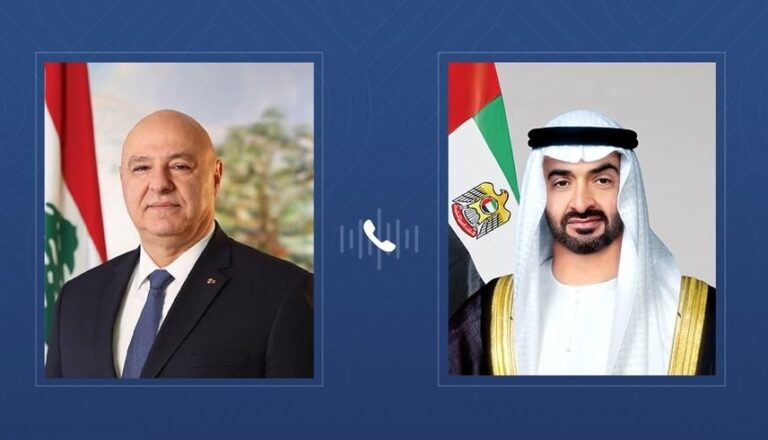 رئيس الدولة والرئيس اللبناني يبحثان هاتفياً علاقات البلدين والتطورات الإقليمية